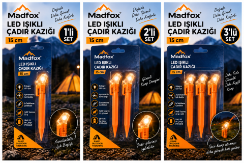 Madfox LED Işıklı Çadır Kazığı 15 cm 4'lü
