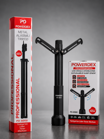 Powerdex PD-8000 Katlanabilir Tripodlu Kamp Feneri | Metal Alaşımlı Çok Amaçlı LED Aydınlatma