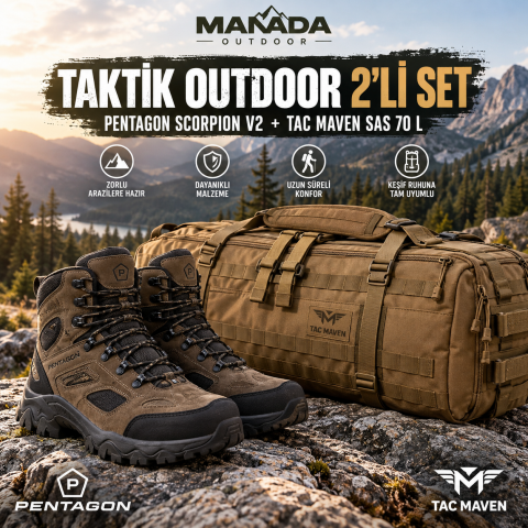 Pentagon Scorpion V2 Süet 8 Bot + Tac Maven SAS 70 L Outdoor Çanta | 2'li Taktik Set