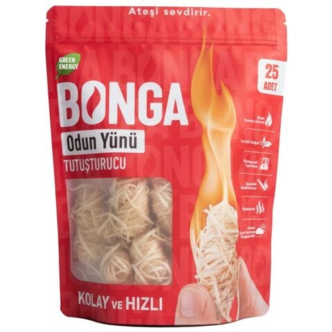 Bonga %100 Doğal Odun Yünü Ateş Tutuşturucu 25 Adet 350 gr