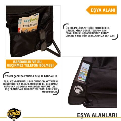 Funky Chairs Cool Ice Siyah Lüks Kamp Sandalyesi