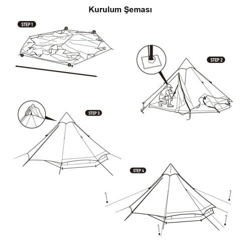 Naturehike Brighten 6.4 Lüks Piramit Pamuk Glamping Çadırı