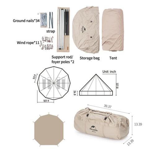 Naturehike Brighten 20 Lüks Piramit Pamuk Glamping Çadırı