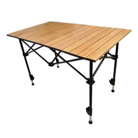 Funky Chairs Falcon Katlanabilir Teleskopik Ayaklı Alüminyum Kamp Masası-(95x55x56-96cm) Ahşap Desen