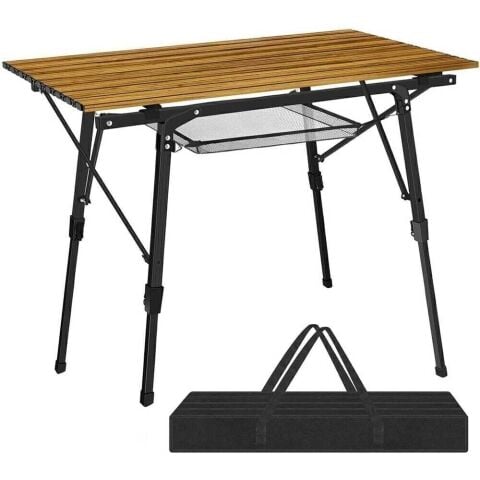 Funky Chairs Elite XL Alüminyum Teleskopik Ayaklı Kamp Piknik Masası – Ahşap Desen