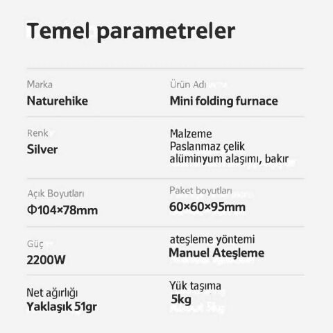 Naturehike Mini Folding Stove Ocak Başı | 2200Wt |
