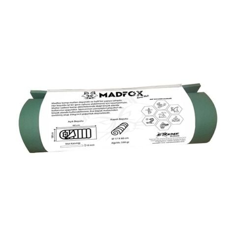Madfox Nomad Foam Süperlight Kamp Matı [ Yeşil | 180*60cm-10mm | XPE-35 ]