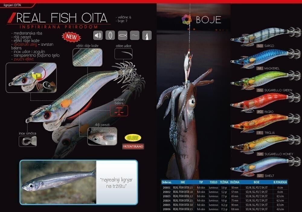 DTD Real Fish Oita 3.5 Egi Tip Run Glow 105 mm 17.5 gr Kalamar Zokası