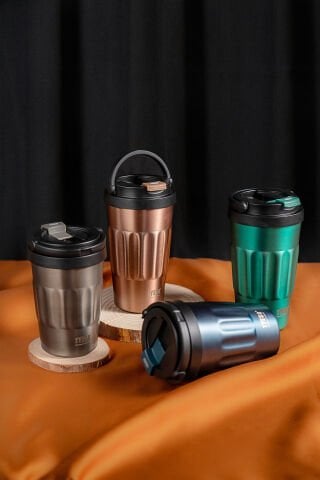 Tyeso Coffe Mug Vakumlu Paslanmaz Çelik Taşıma Kulplu 400ML