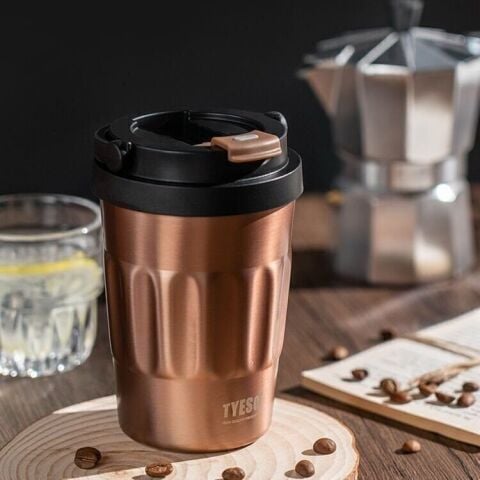 Tyeso Coffe Mug Vakumlu Paslanmaz Çelik Taşıma Kulplu 400ML
