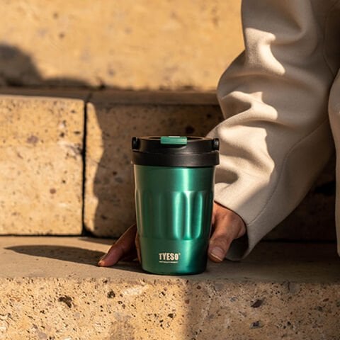 Tyeso Coffe Mug Vakumlu Paslanmaz Çelik Taşıma Kulplu 500ML