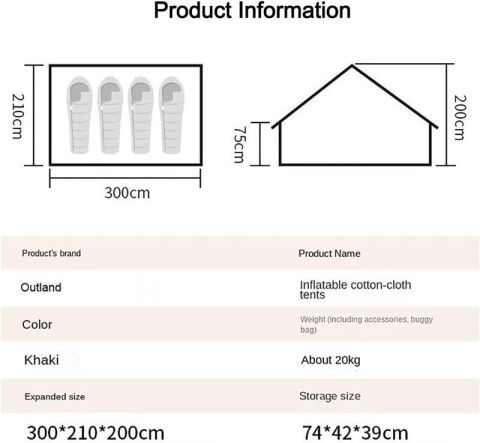 Madfox Burton Glamping Cotton Inflatable Şişme Çadır