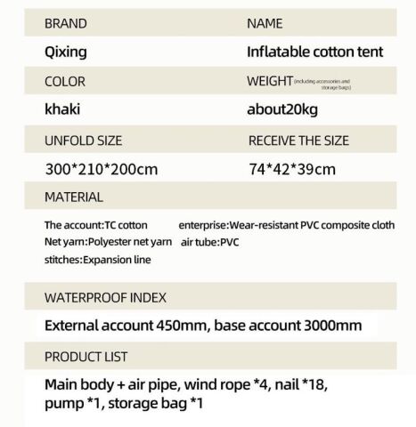 Madfox Burton Glamping Cotton Inflatable Şişme Çadır