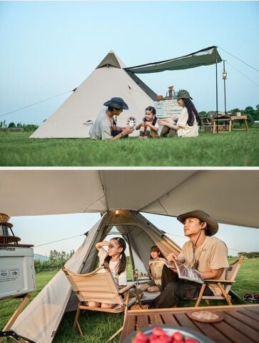 Naturehike Glamping 4 Kişilik Çift Katmanlı Otomatik Kurulum Piramid Çadır