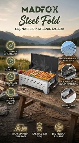 Madfox SteelFold Paslanmaz Çelik Katlanabilir Mangal