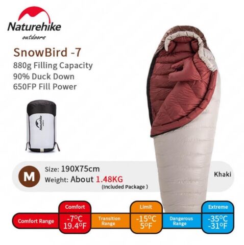 Naturehike M/880G Snowbird Ördek Tüyü Mumya Uyku Tulumu -35°C