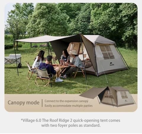 Naturehike Village 5.0 Otomatik Kurulum 4 Kişilik Kamp Çadır