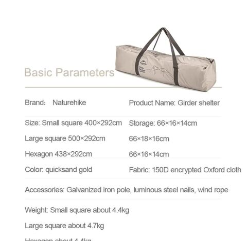 Naturehike Hexagon Glamping 3x4.8 mt Tarp [Güneş ve Rüzgar Koruma Tentesi]