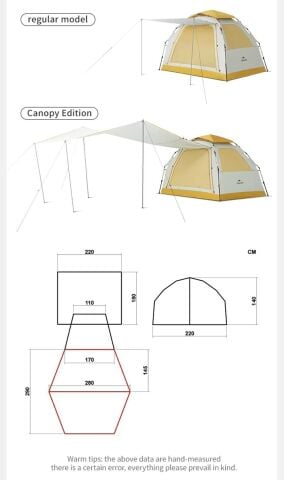 Naturehike Ango ES60 Gölgelikli Otomatik Kurulum Kamp Çadırı