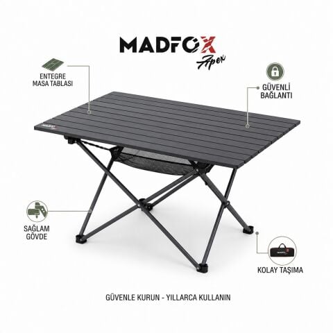 Madfox Apex Katlanabilir Alüminyum Kamp Masası (3 Kişilik)