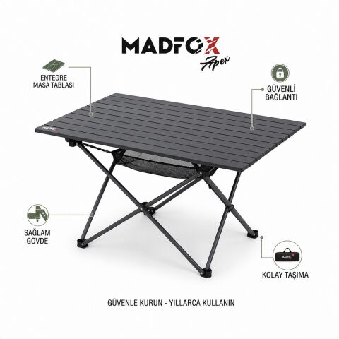 Madfox Apex Katlanabilir Alüminyum Kamp Masası (3 Kişilik)
