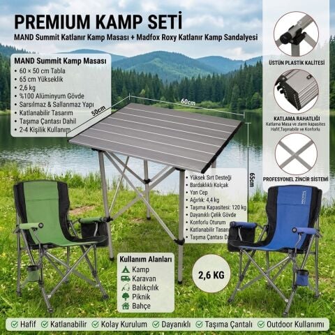 MAND Summit Kamp Masası + Madfox Roxy Kamp Sandalyesi Seti