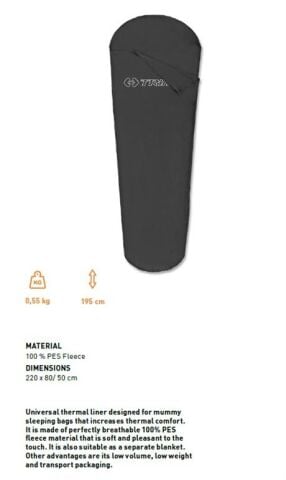 Trimm Liner Mummy Termal Uyku Tulumu Astarı - Polar