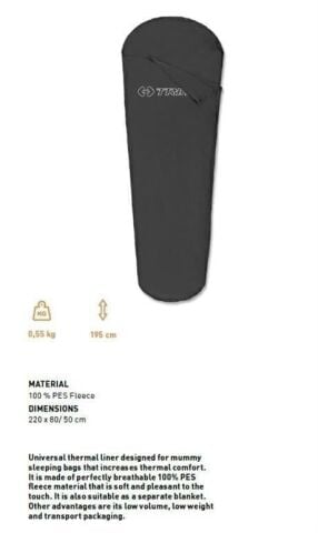 Trimm Liner Mummy Termal Uyku Tulumu Astarı - Polar