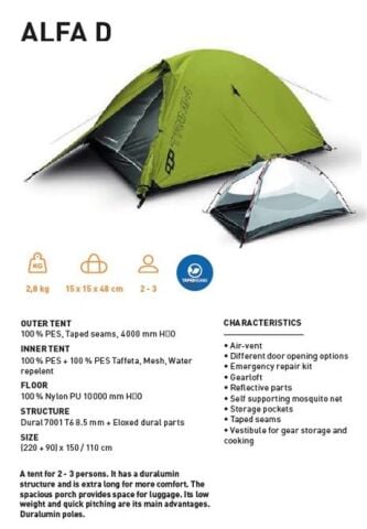 Trimm Alfa-D 2 Kişilik 4 Mevsim Çadır