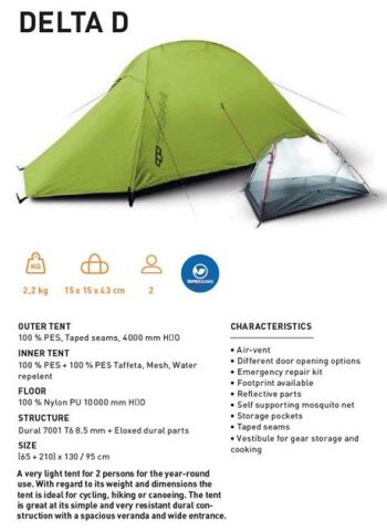 Trimm Delta-D 2 Kişilik 4 Mevsim Ultralight Çadır
